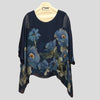 LAGENLOOK Oversized  Batwing KAFTAN SILK Top Blouse Navy Blue