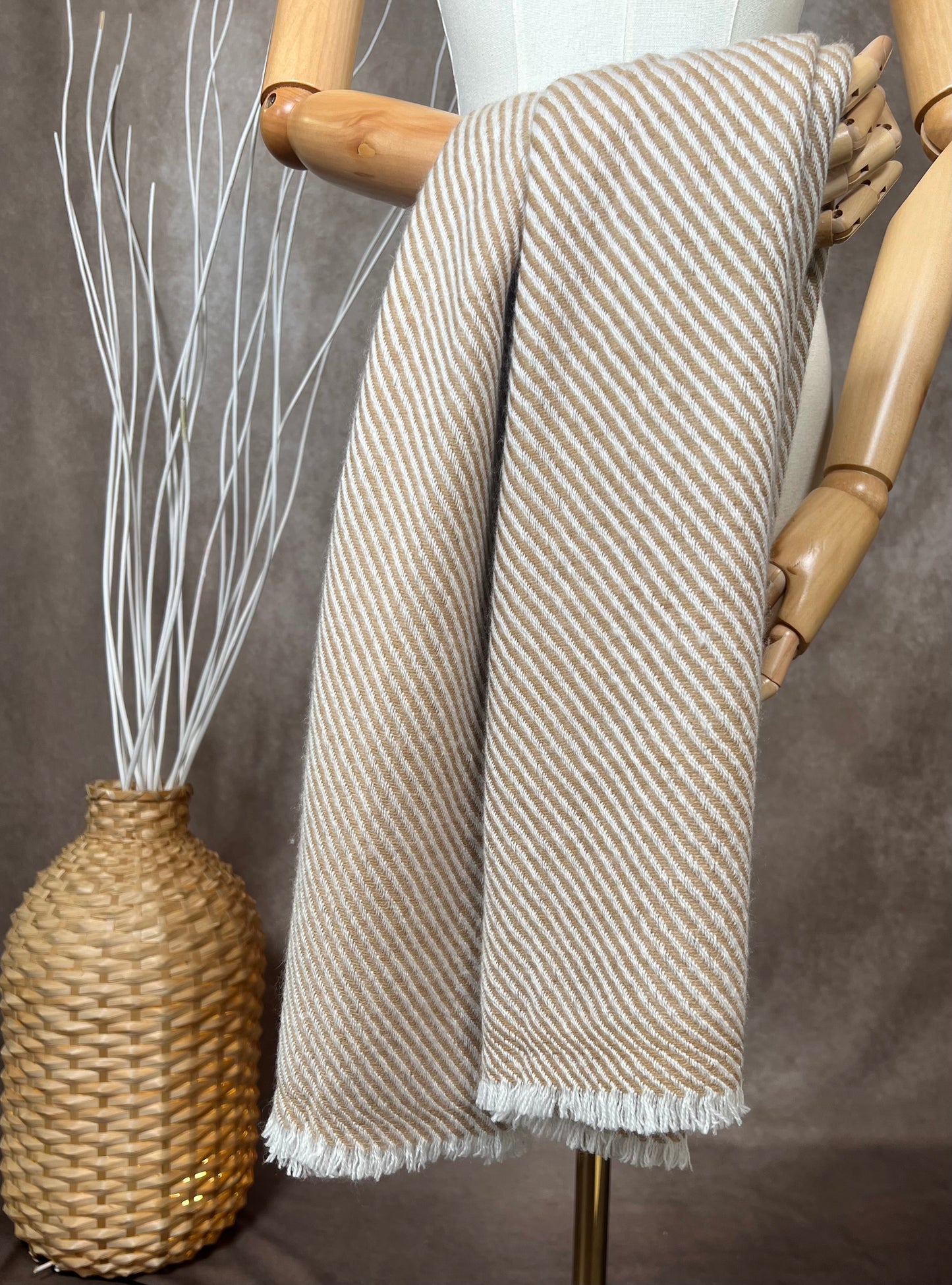 Classic Diagonal Twill Cashmere Scarf