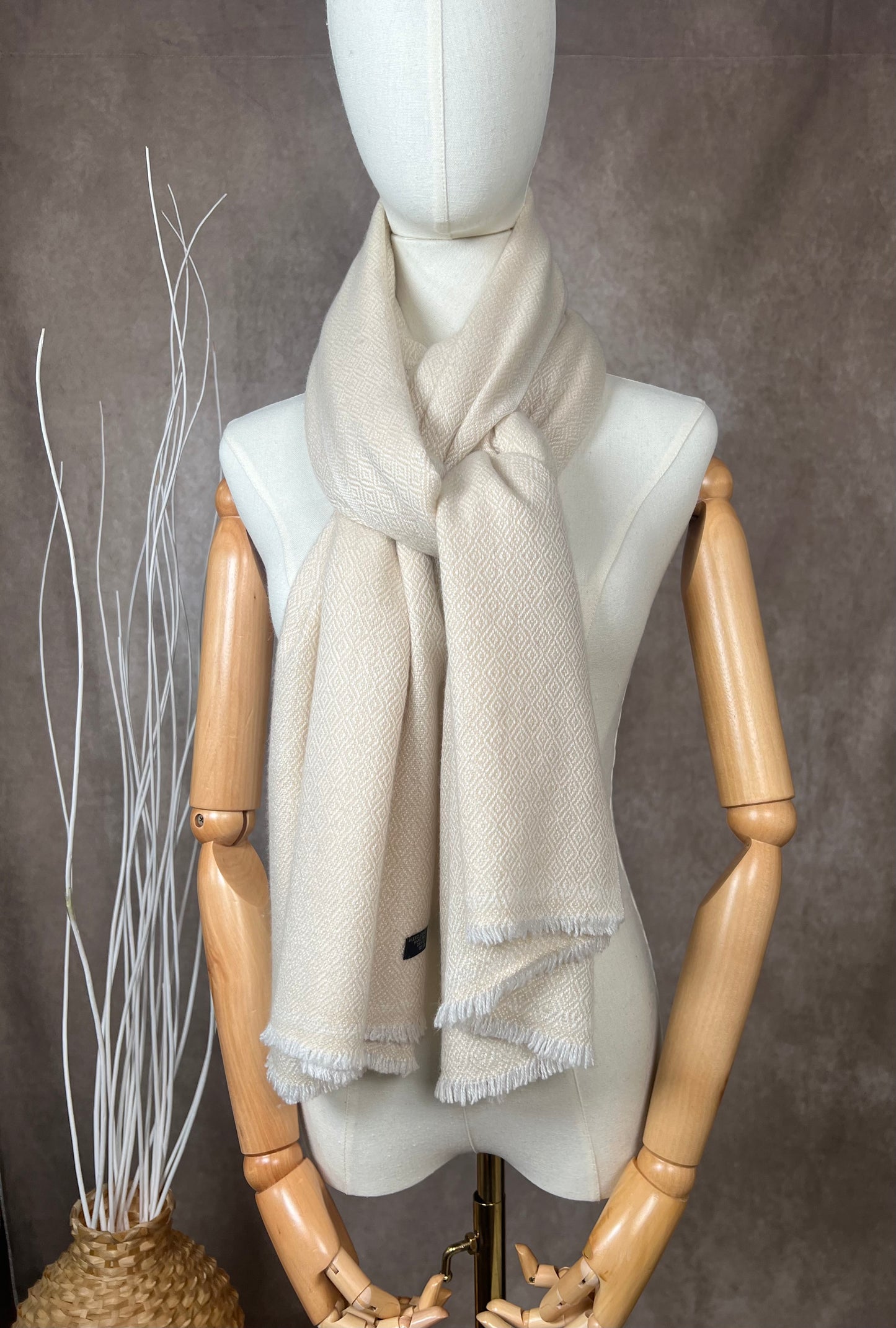 Handmade Diamond Weave Thick Cashmere Blend Scarf