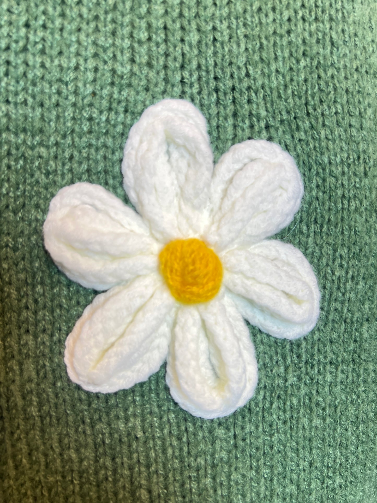Knitted Flower Crew Neck Jumper