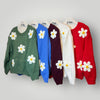 Women's Floral Cardigan Jumper - Trendy Long Sleeve Sweater with Flower Print