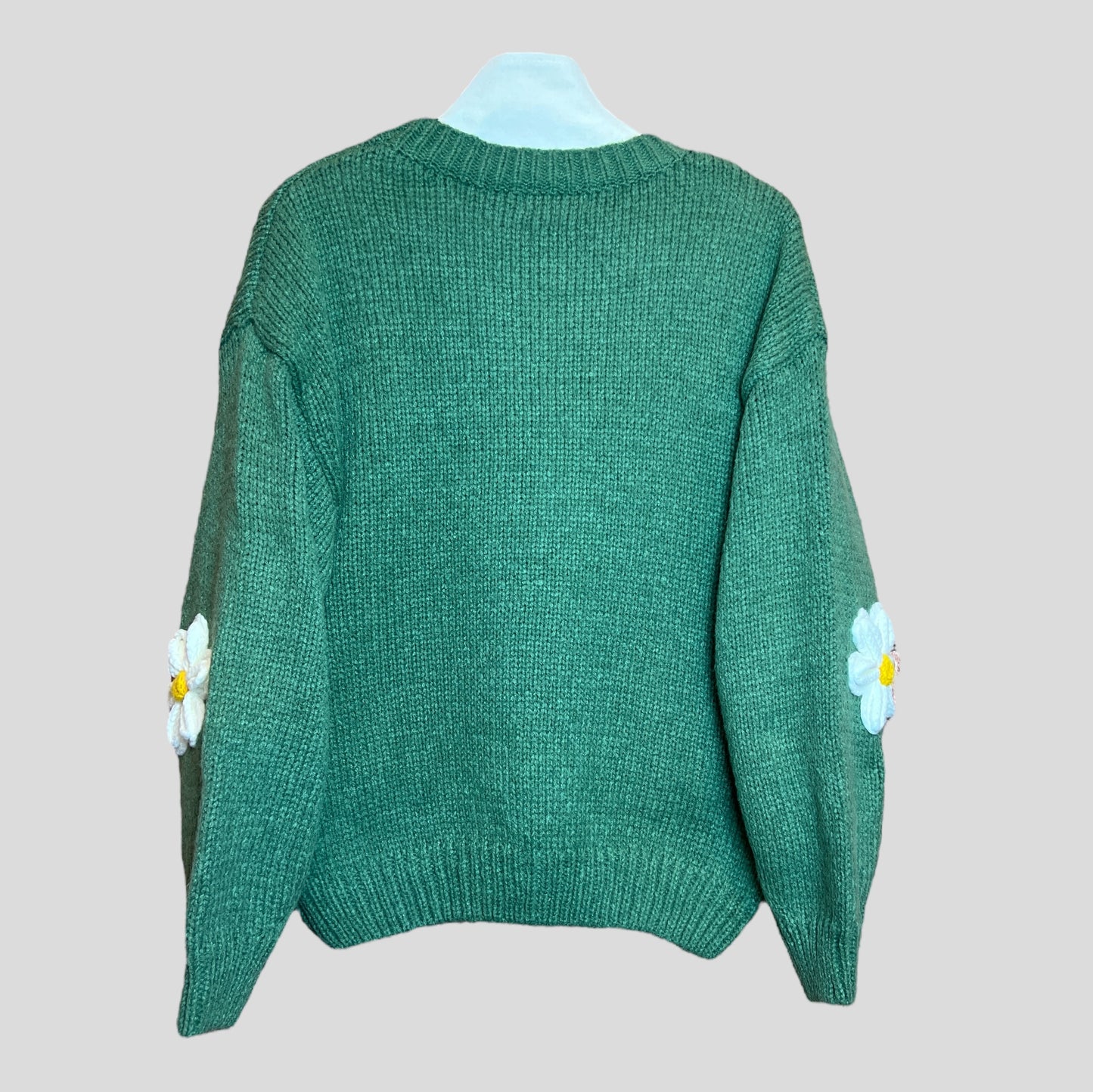 Knitted Flower Crew Neck Jumper