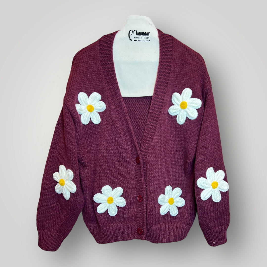 Floral Cardigan Knit Sweater