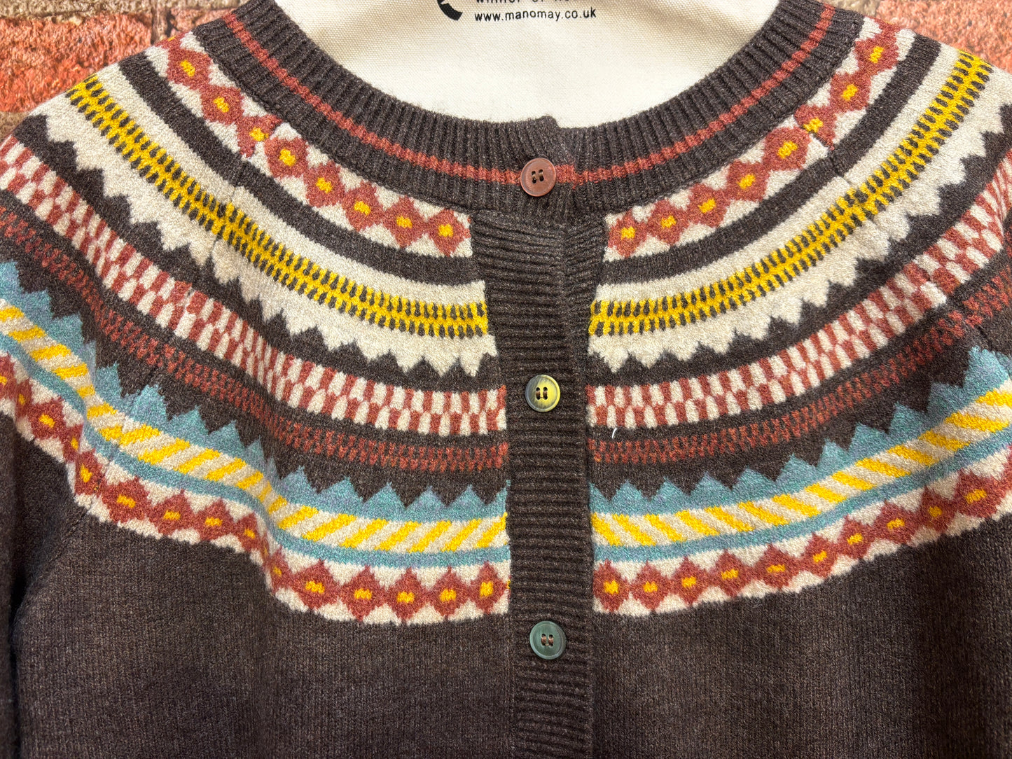 Mountain Trail Fair Isle Cardigan- Soft Vegan Button-Up Sweater
