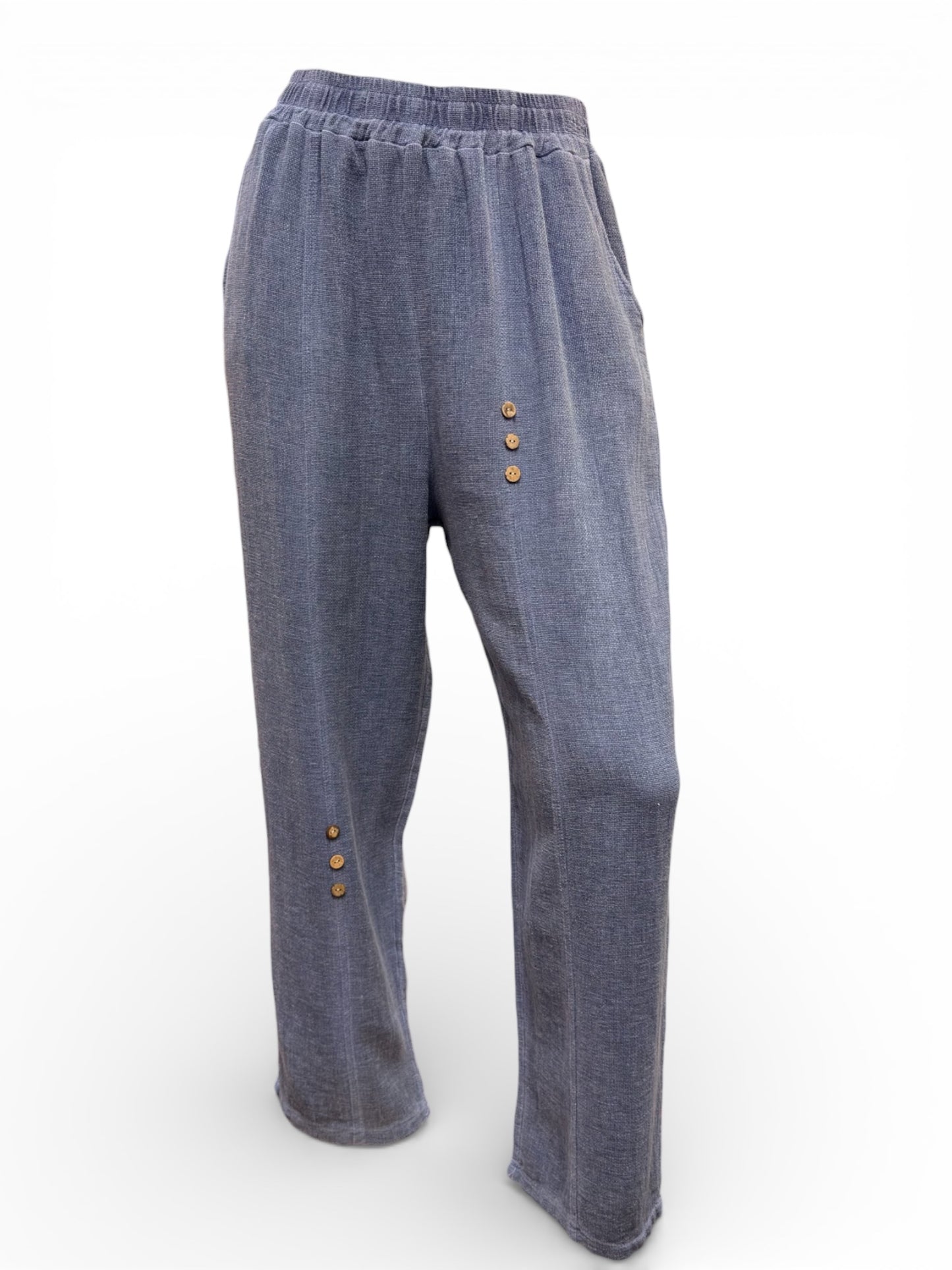Relaxed Fit Boho Pants with Side Buttons