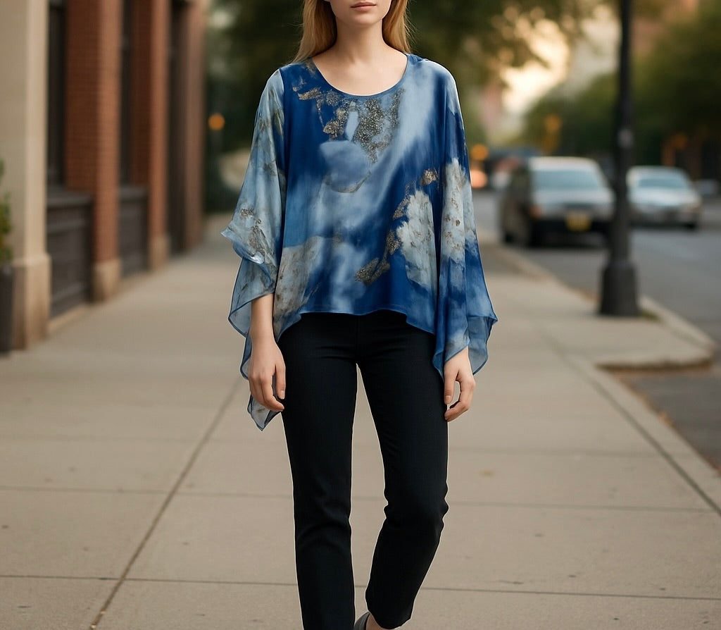 LAGENLOOK Oversized  Batwing KAFTAN SILK Top Blouse