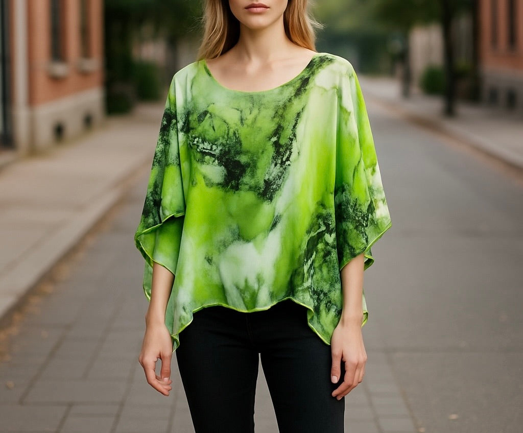 LAGENLOOK Oversized  Batwing KAFTAN SILK Top Blouse