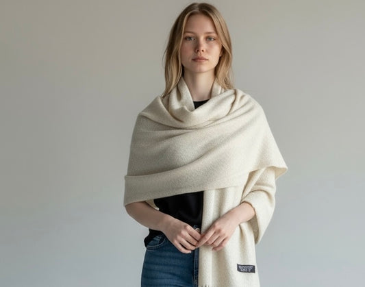 Geometric Handwoven 8-Ply Cashmere Shawl– Soft, Warm & Timeless