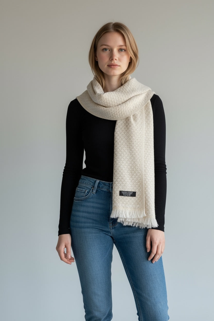 Geometric Handwoven 8-Ply Cashmere Shawl– Soft, Warm & Timeless