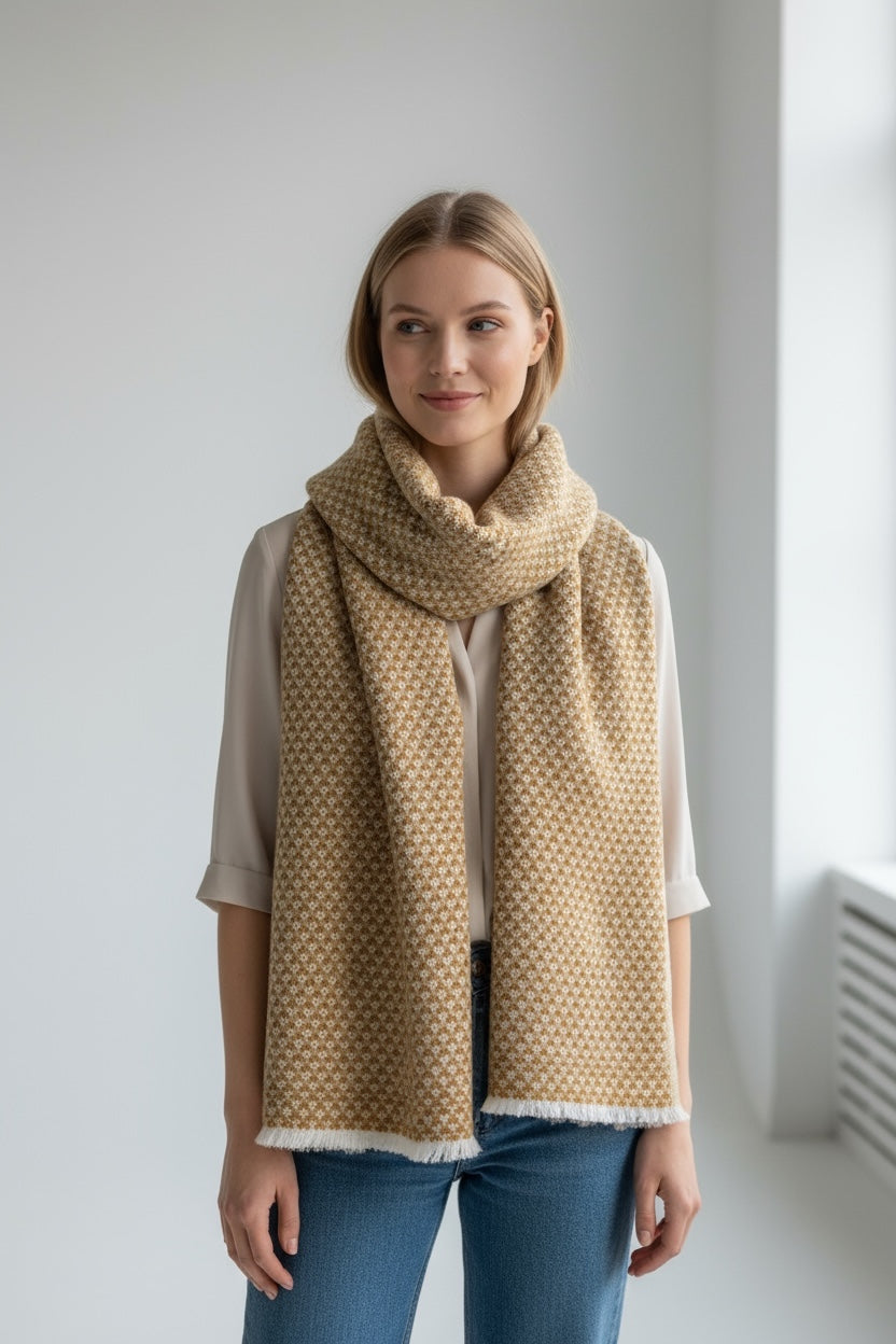 Geometric Handwoven 8-Ply Cashmere Shawl– Soft, Warm & Timeless