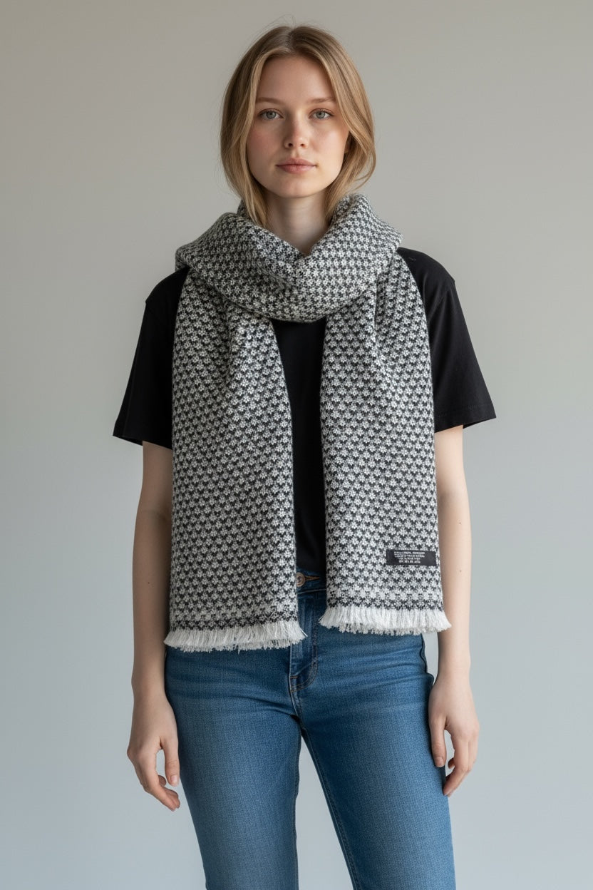 Geometric Handwoven 8-Ply Cashmere Shawl– Soft, Warm & Timeless