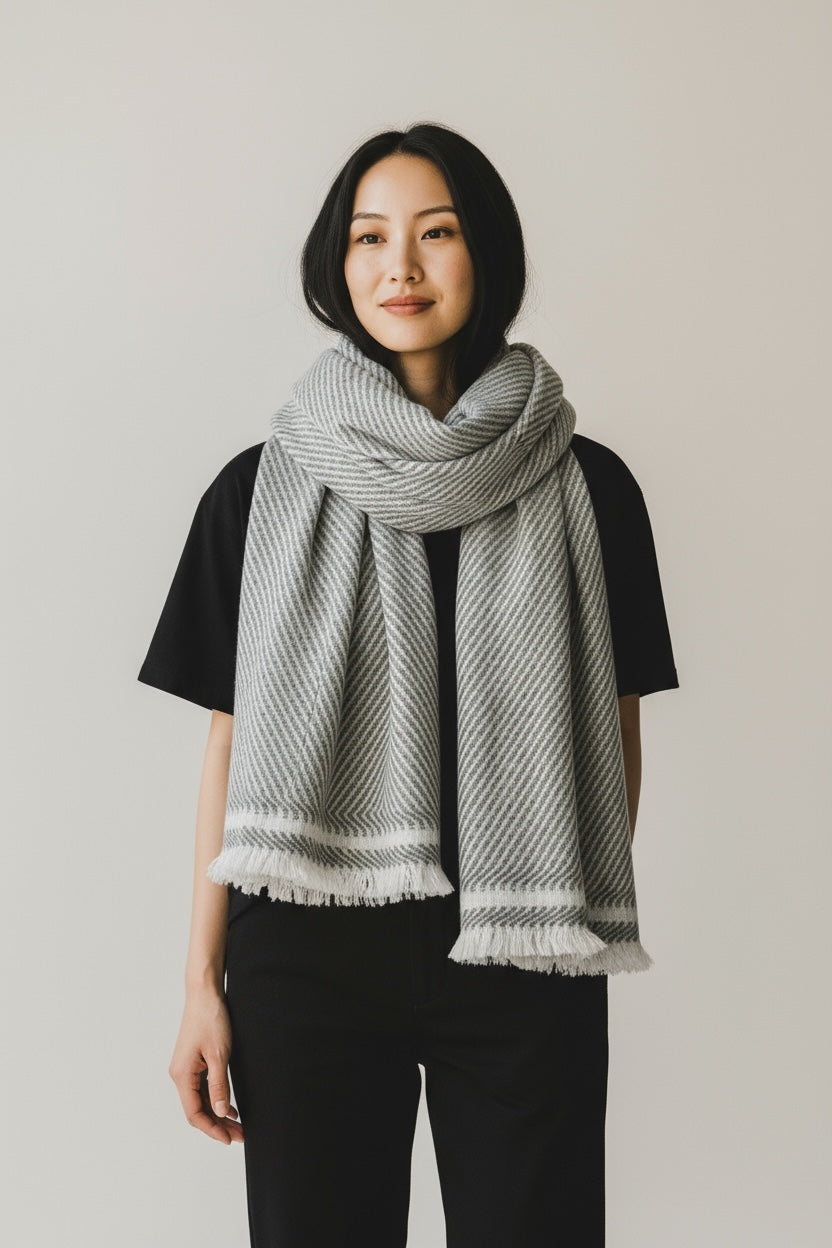 Classic Diagonal Twill Cashmere Scarf