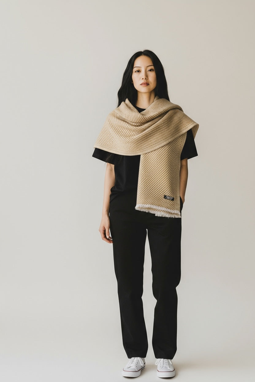 Classic Diagonal Twill Cashmere Scarf