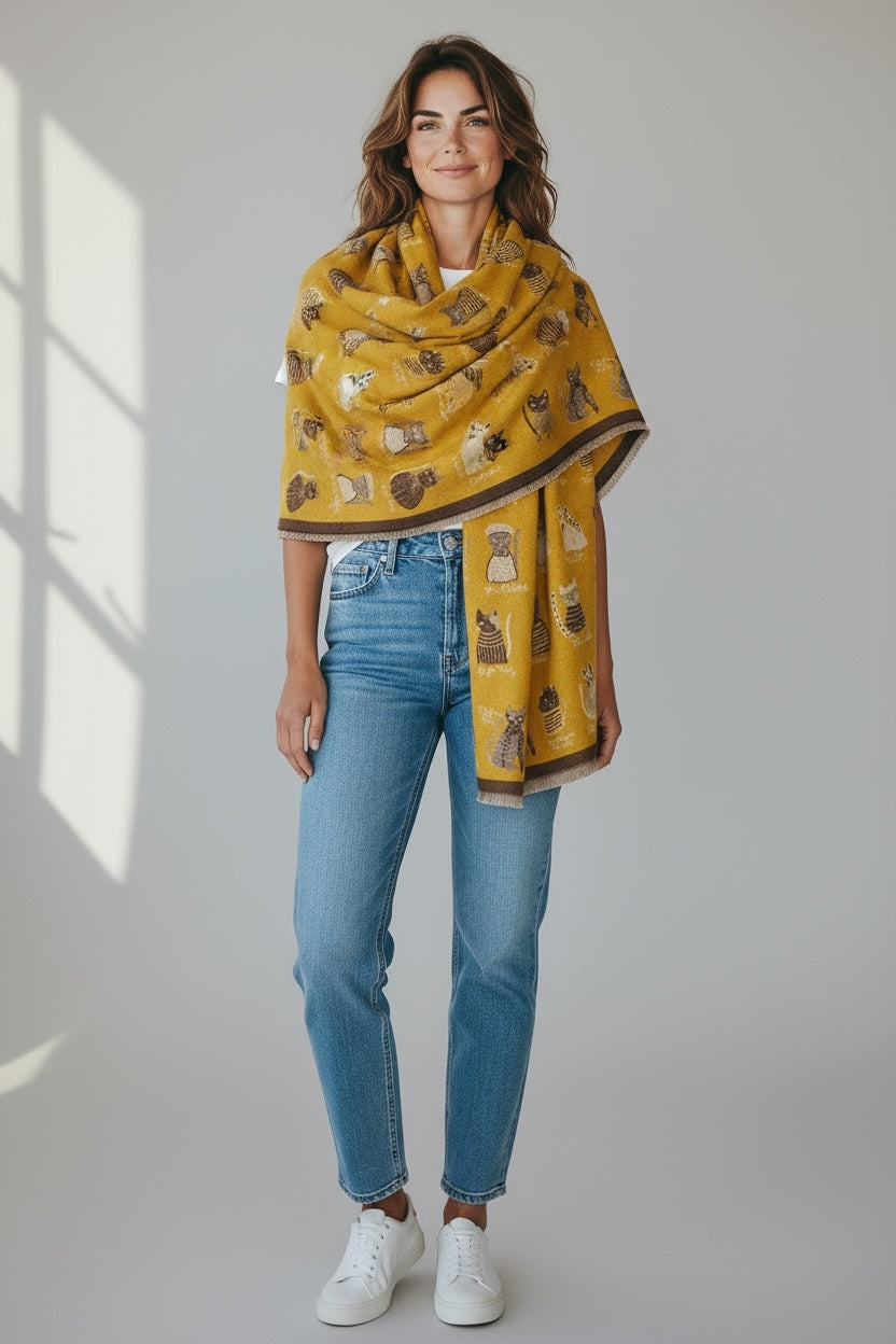 Soft Cat Pattern Shawl