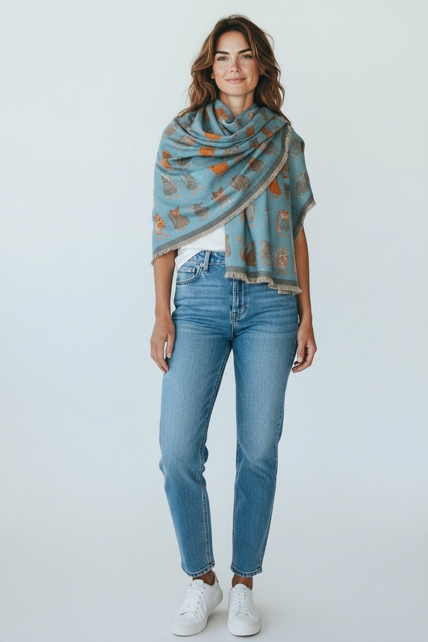 Soft Cat Pattern Shawl