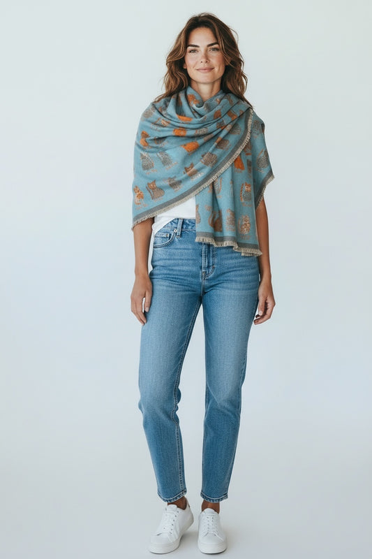 Soft Cat Pattern Shawl