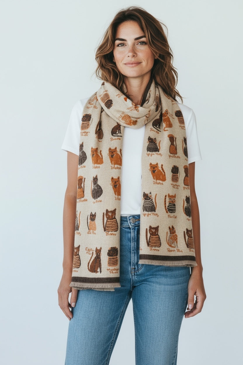 Soft Cat Pattern Shawl
