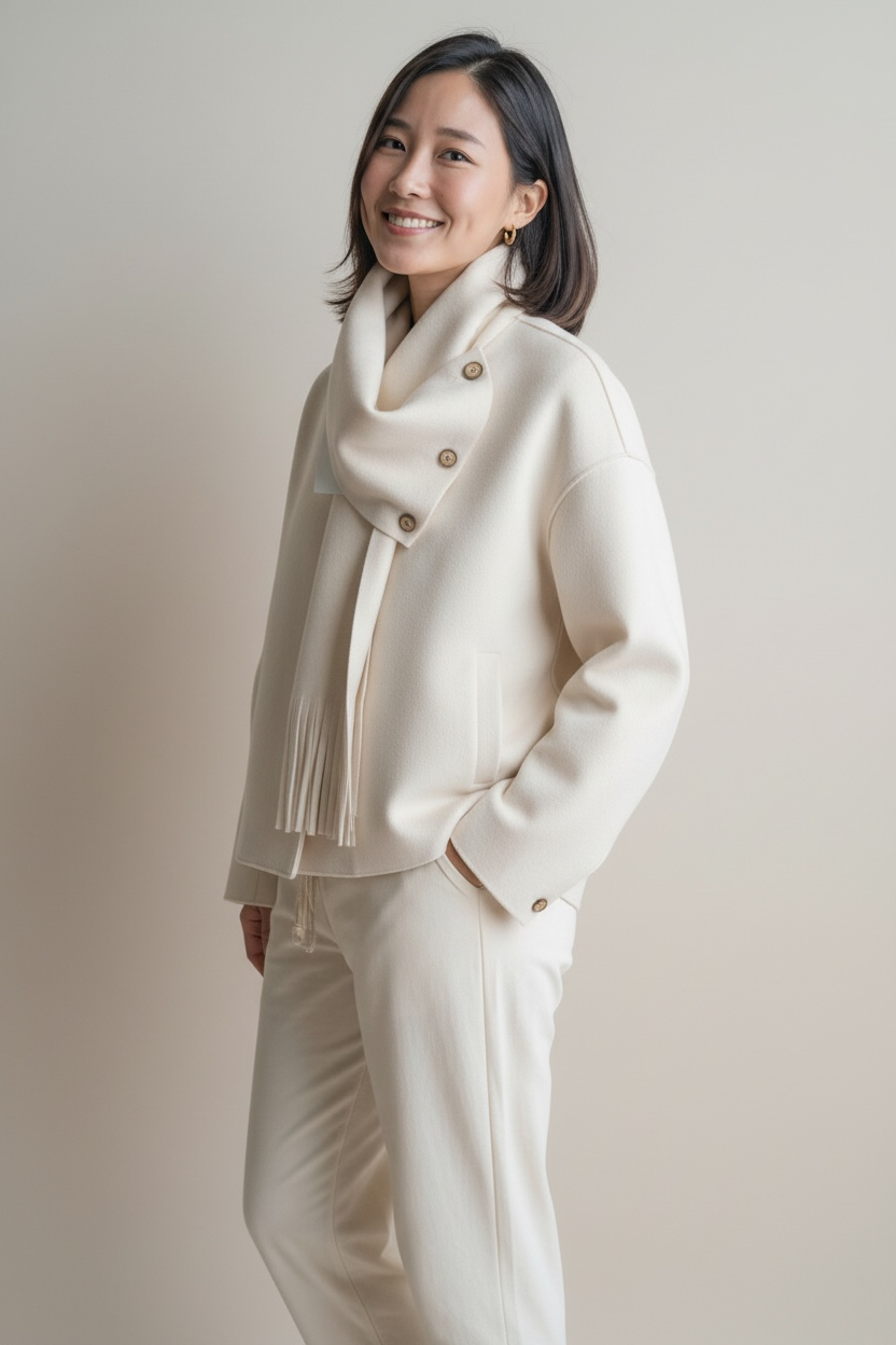 DOUBLE-FACED SCARF SHORT JACKET