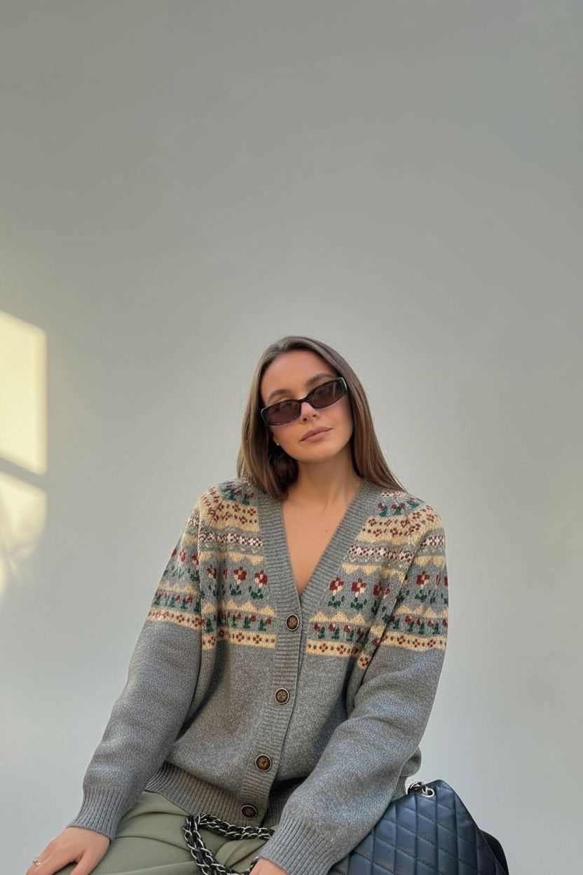 Fair Isle V-Neck Cardigan