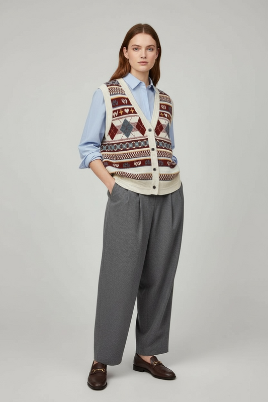 Argyle Patterned Sweater Vest| Waistcoat
