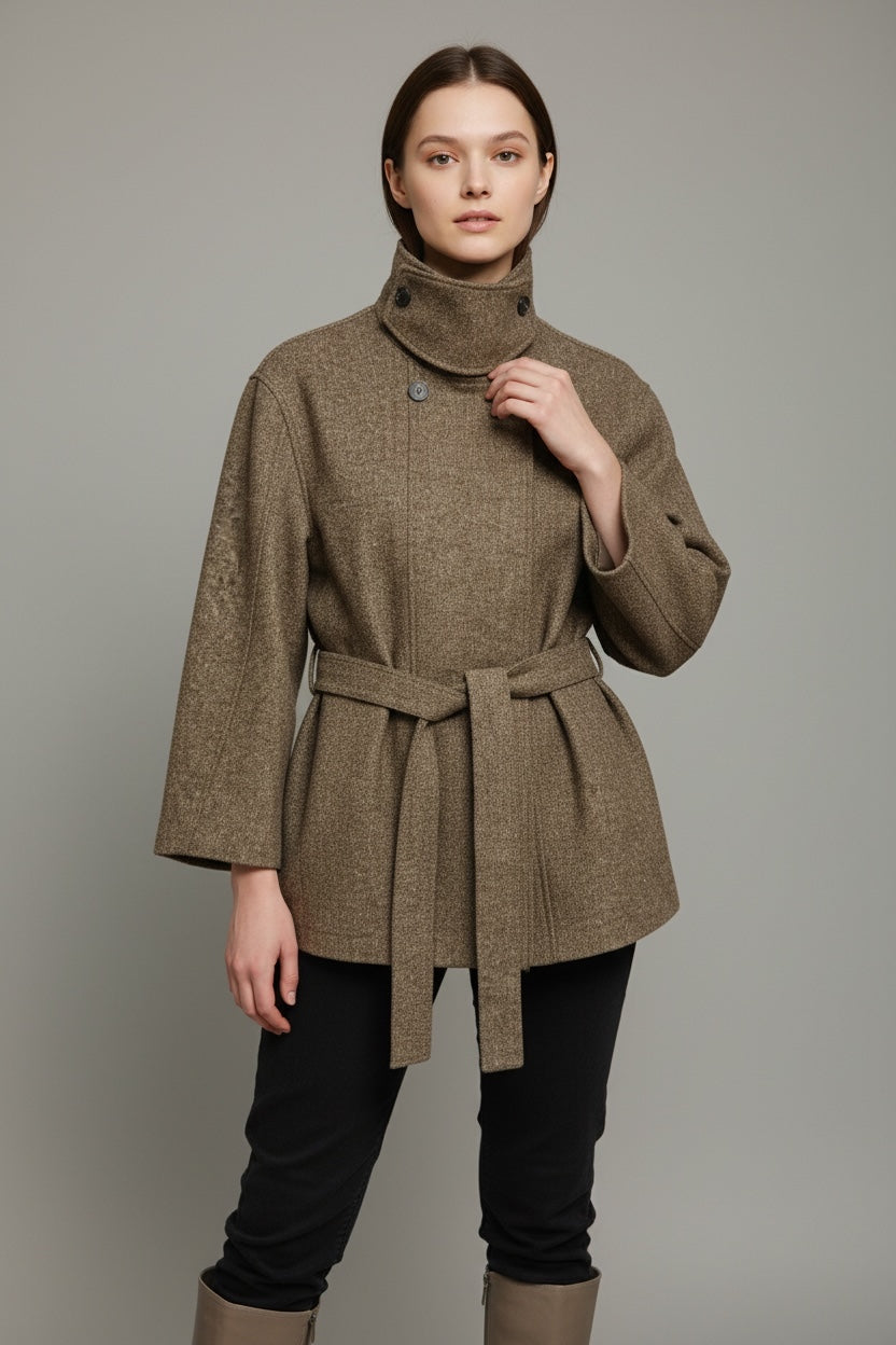 Funnel Neck Short Coat