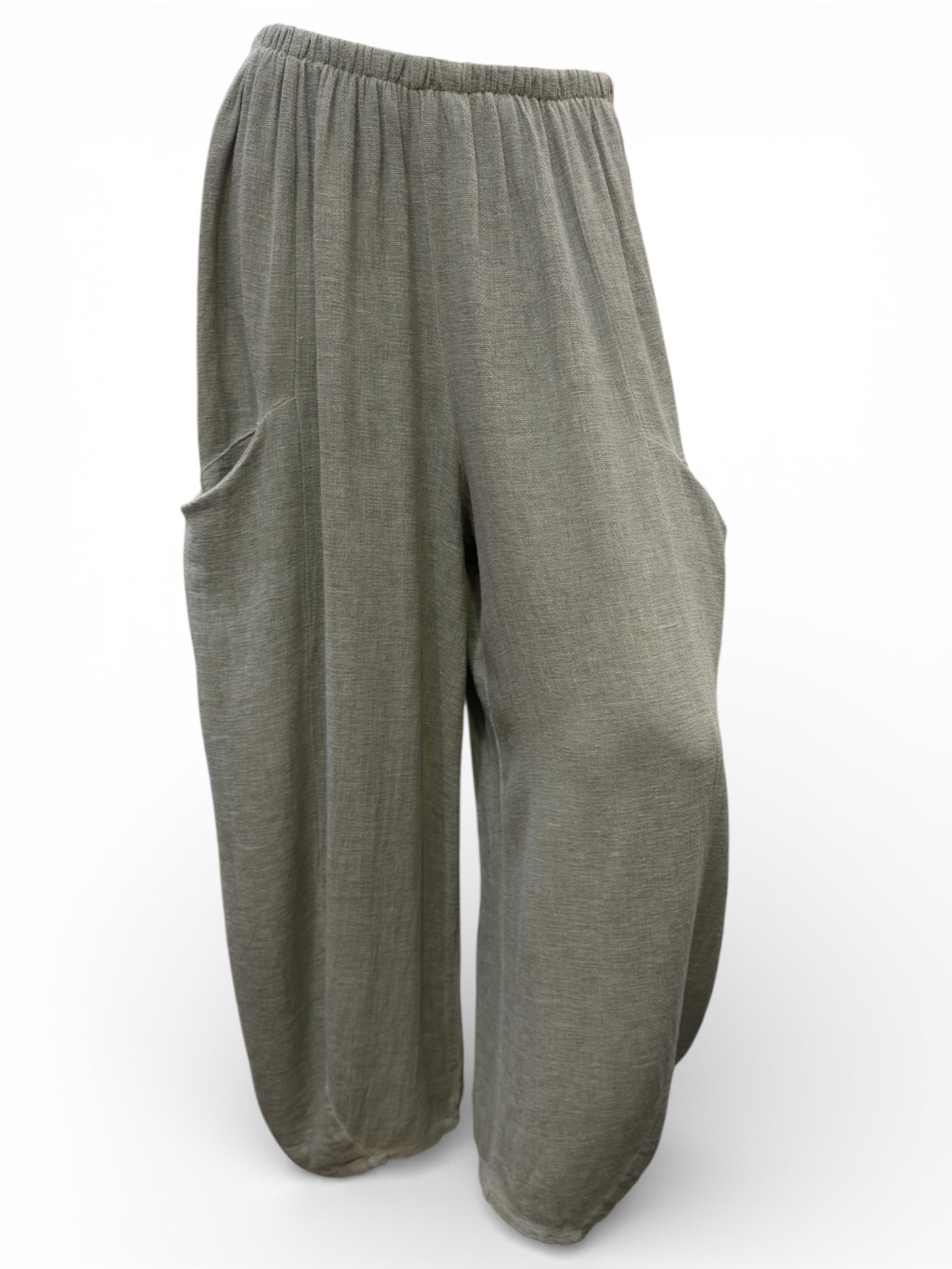 Relaxed wide-Leg Linen Trouser  With Roomy Side Pocket  For Women