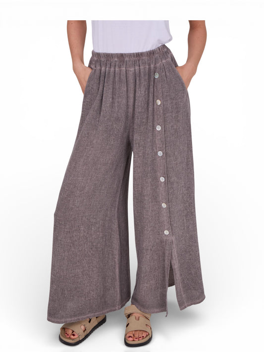 Washed Linen Wide Leg Trousers – Loose Fit – UK 10–14 / US 8–12
