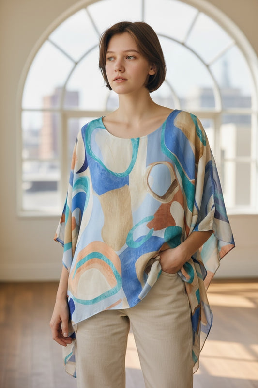 Silk Swirling Batwing Top