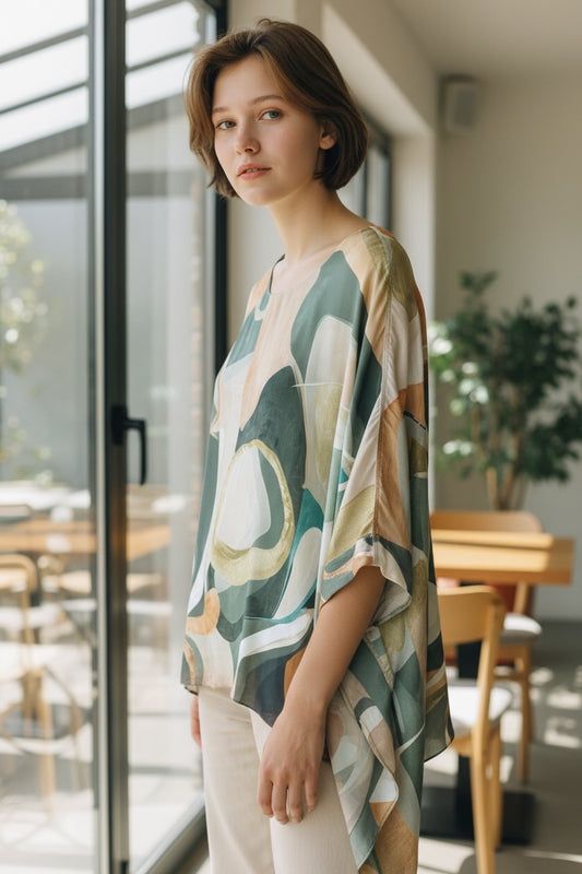 Silk Swirling Batwing Top