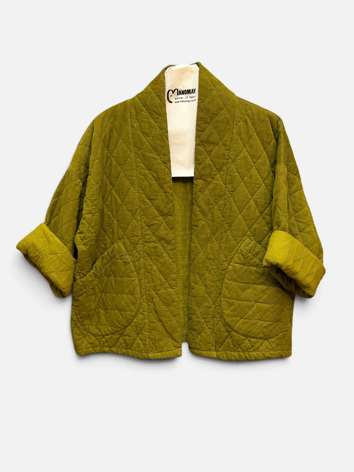 Velvet Corduroy Quilted Front Open Jacket