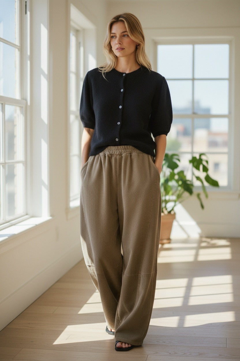 Round Neck Button-Up Cardigan for Women
