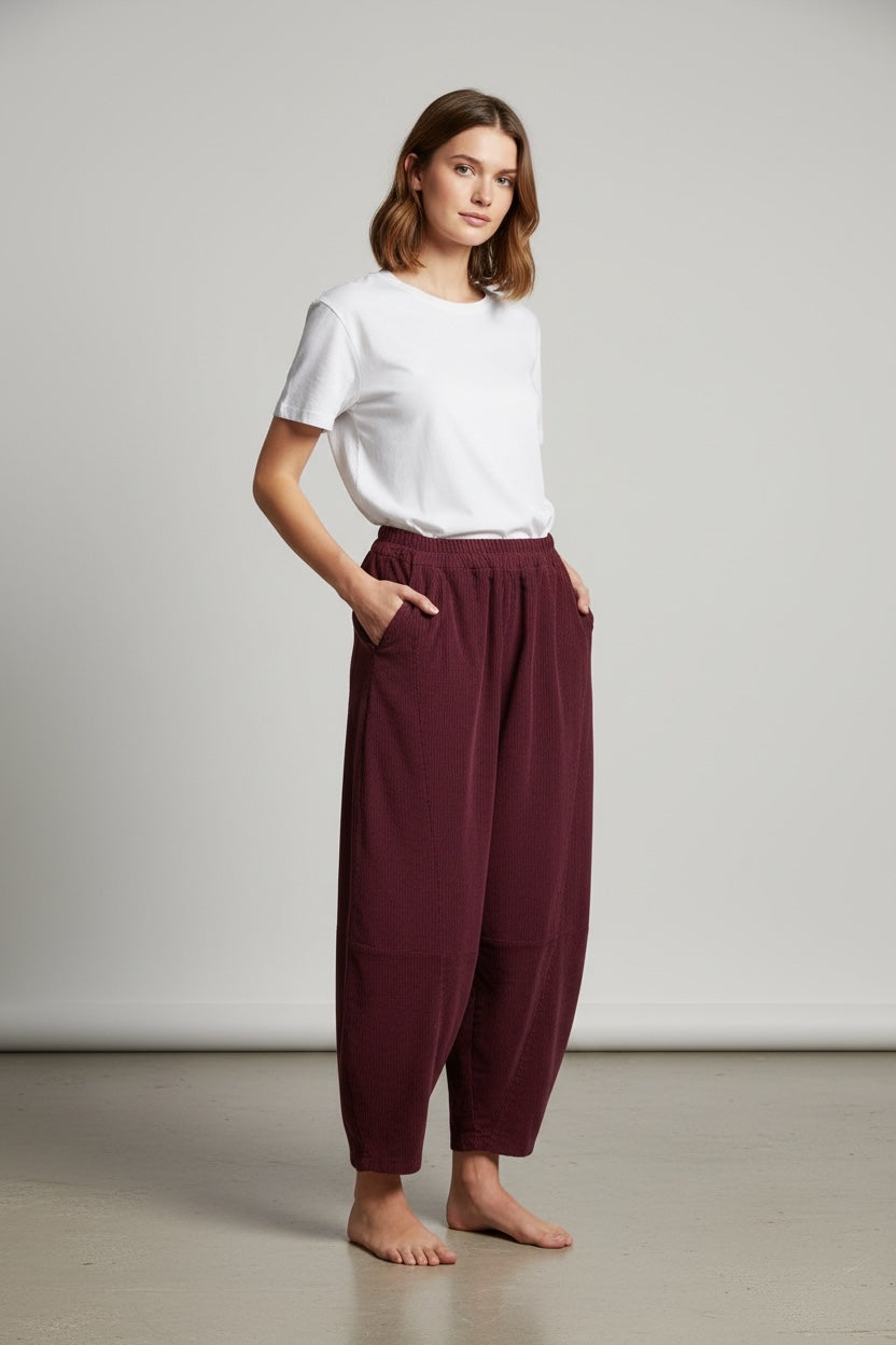 Corduroy  barrel  Leg Trousers