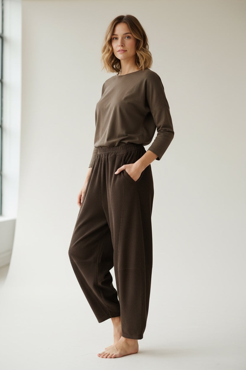 Corduroy  barrel  Leg Trousers