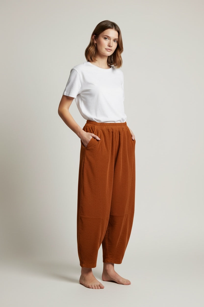 Corduroy  barrel  Leg Trousers