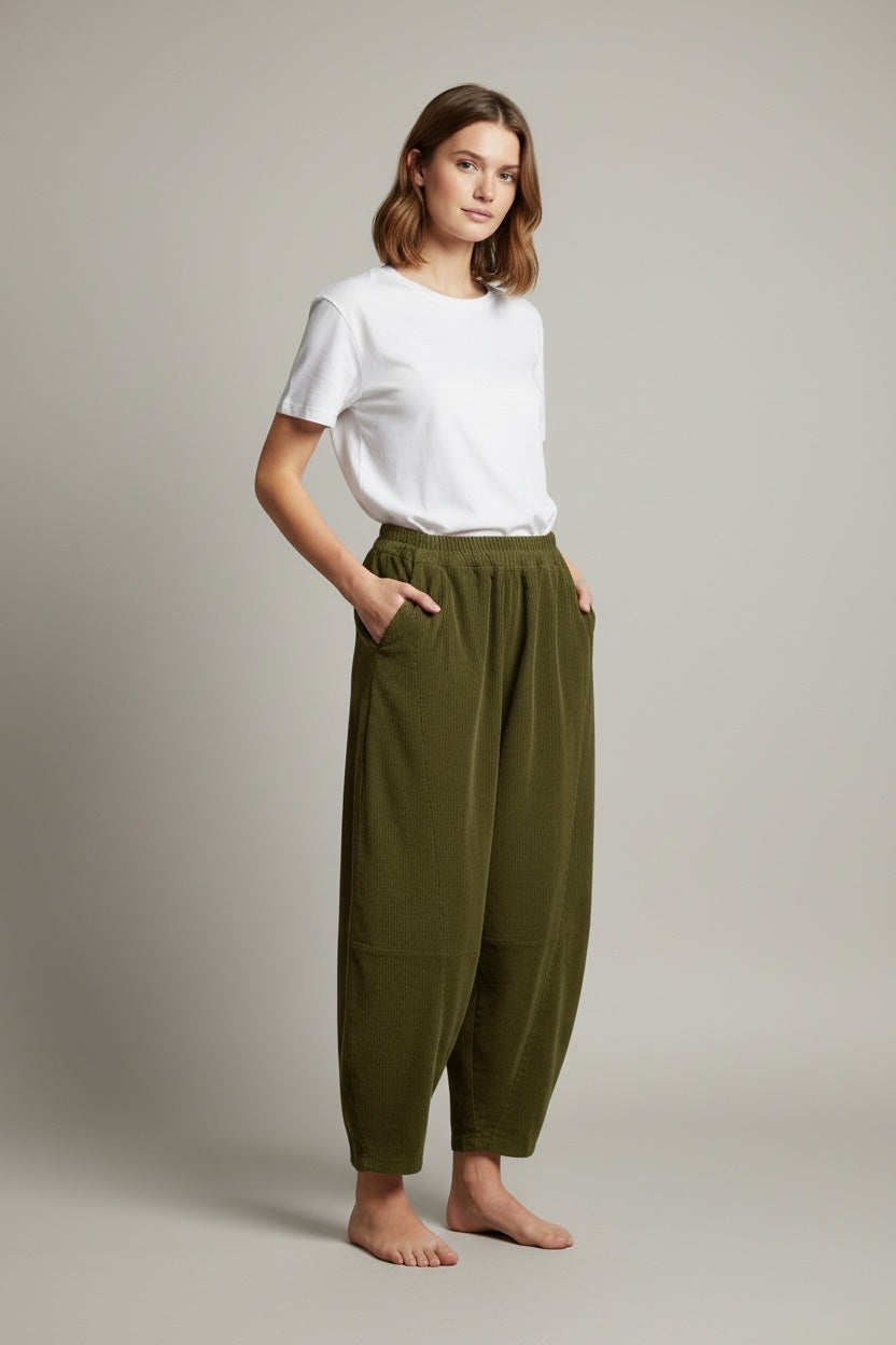 Corduroy  barrel  Leg Trousers