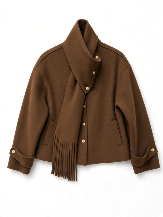 DOUBLE-FACED SCARF SHORT JACKET