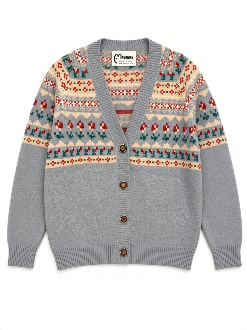 Fair Isle V-Neck Cardigan