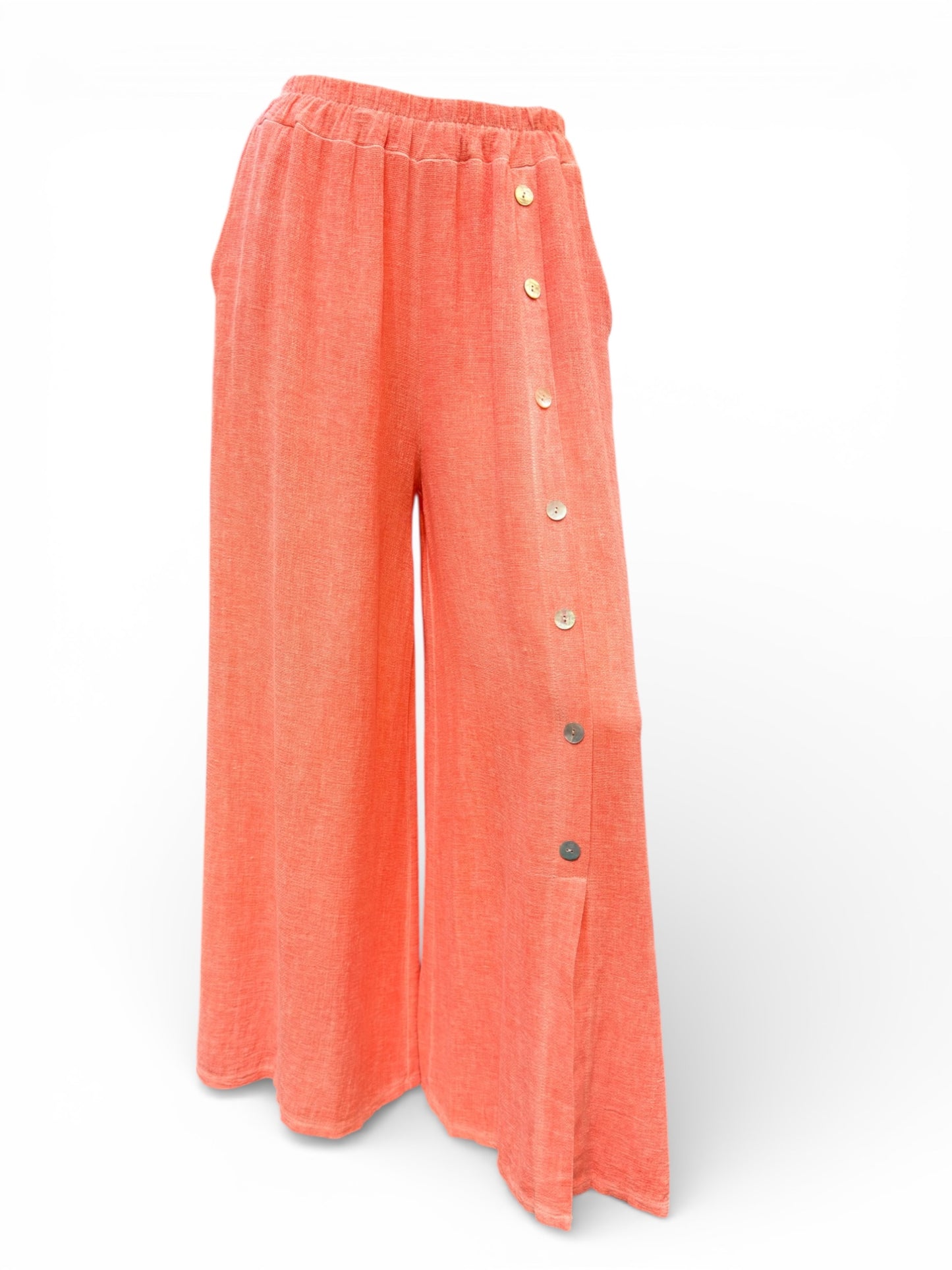 Washed Linen Wide Leg Trousers – Loose Fit – UK 10–14 / US 8–12