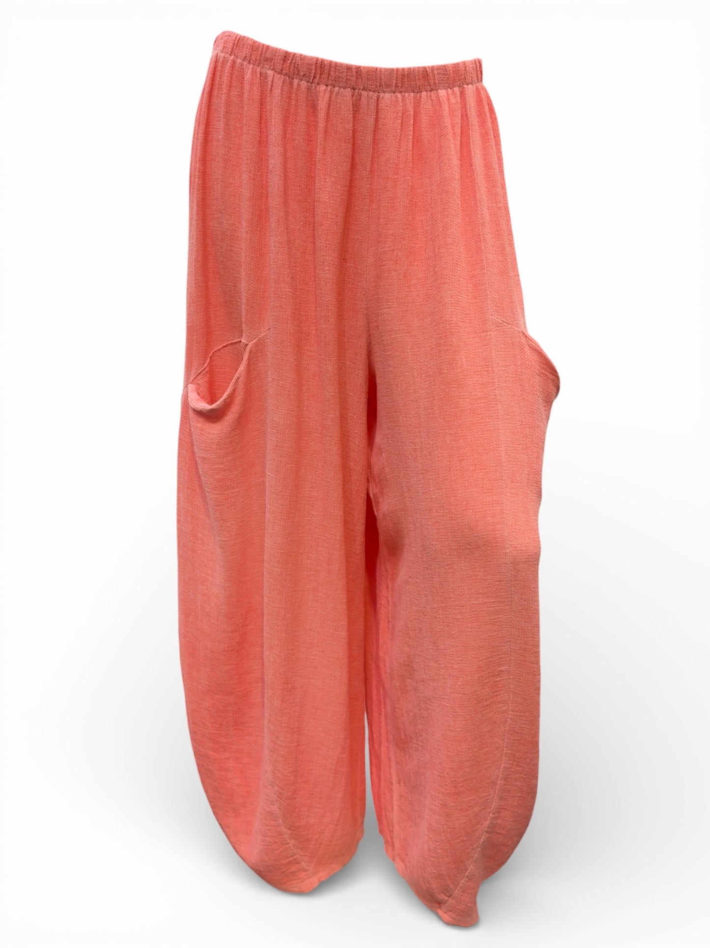 Relaxed wide-Leg Linen Trouser  With Roomy Side Pocket  For Women