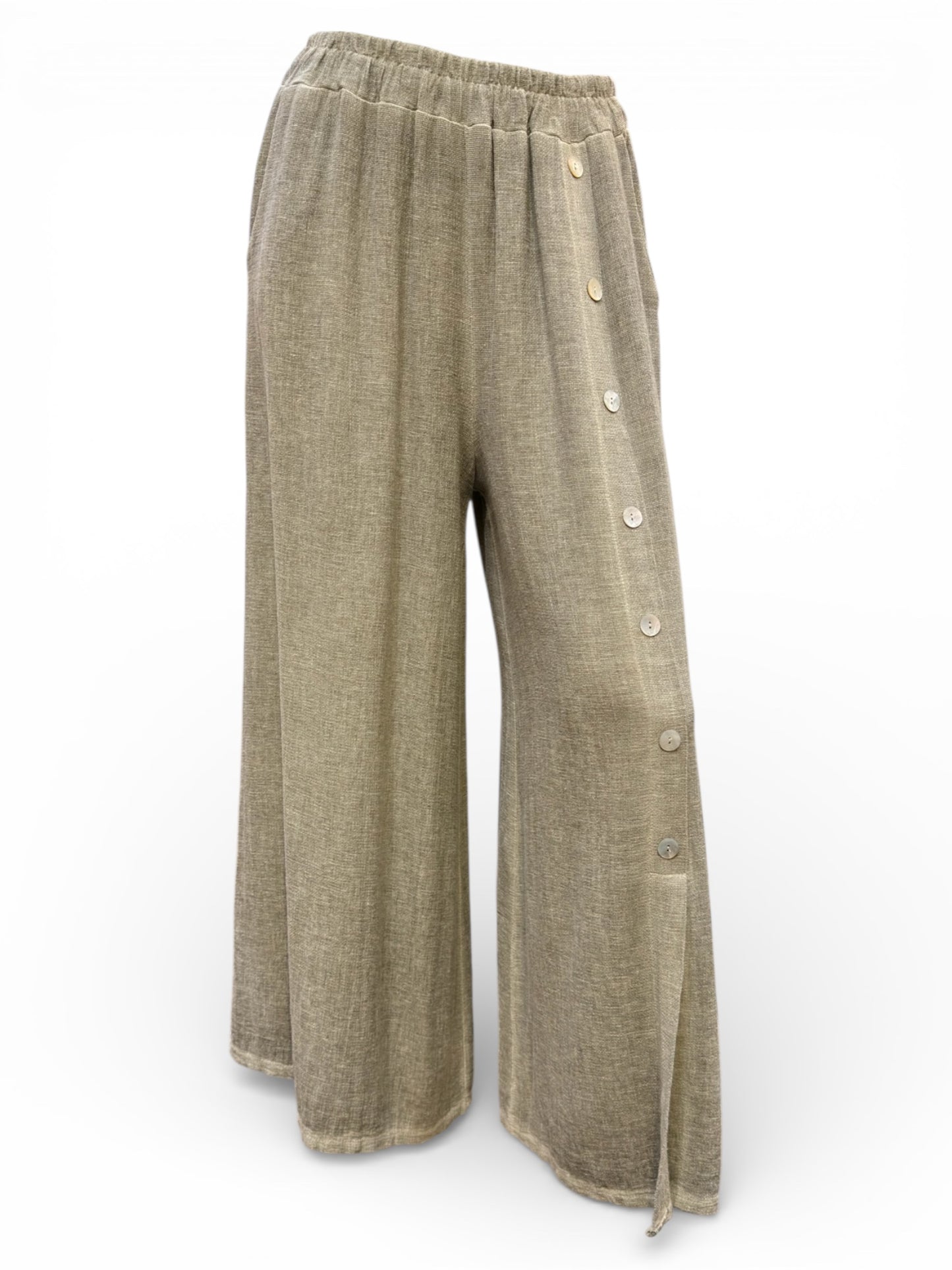 Washed Linen Wide Leg Trousers – Loose Fit – UK 10–14 / US 8–12