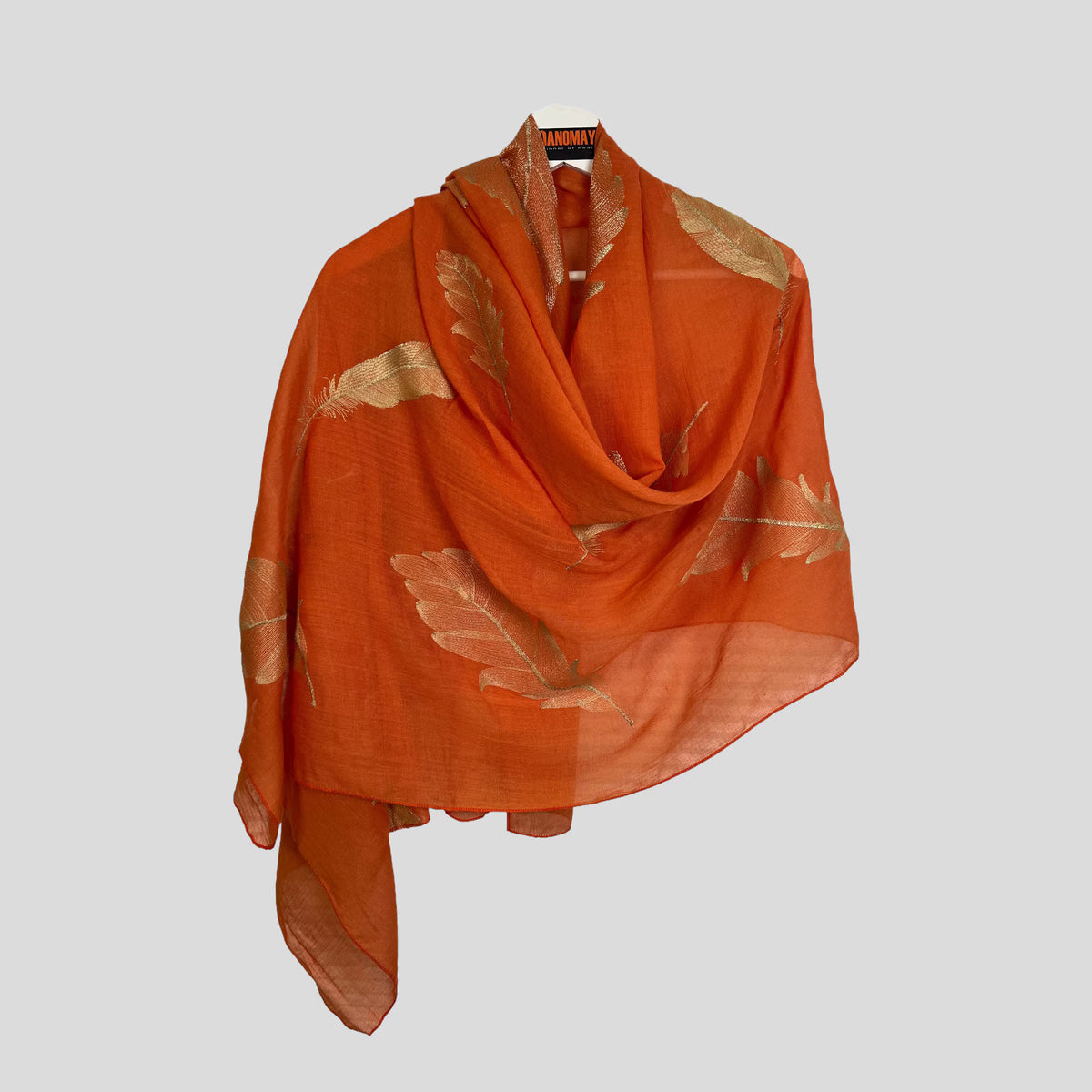 Handmade Scarf  colour- Leaves print/ FEATHERS/Women Scarves / Gifts For Her / Accessories