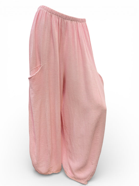 Relaxed wide-Leg Linen Trouser  With Roomy Side Pocket  For Women
