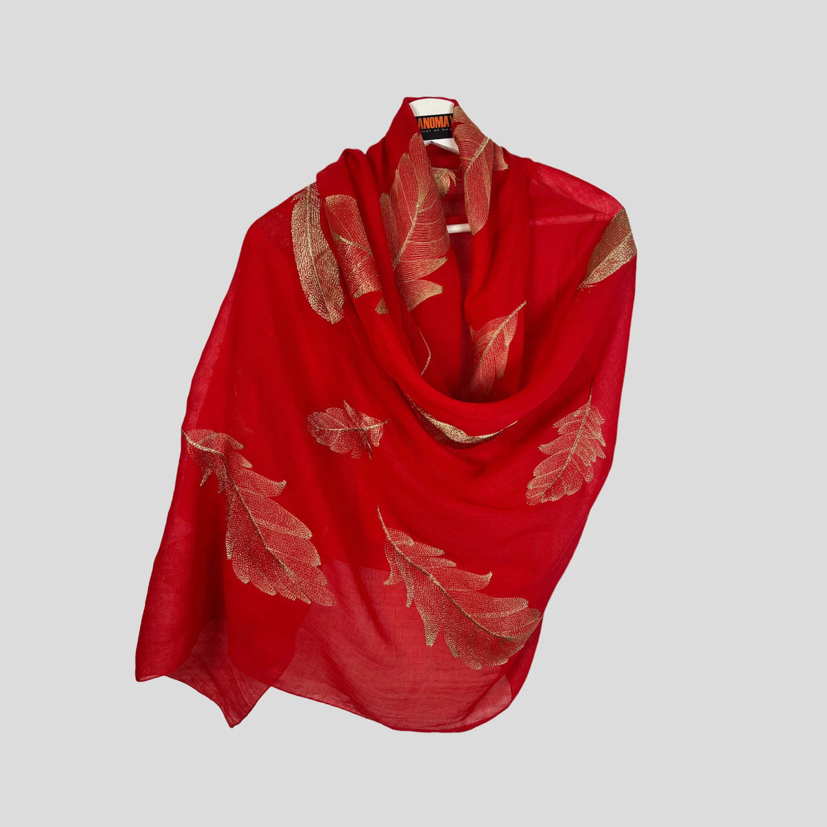 Handmade Scarf  colour- Leaves print/ FEATHERS/Women Scarves / Gifts For Her / Accessories