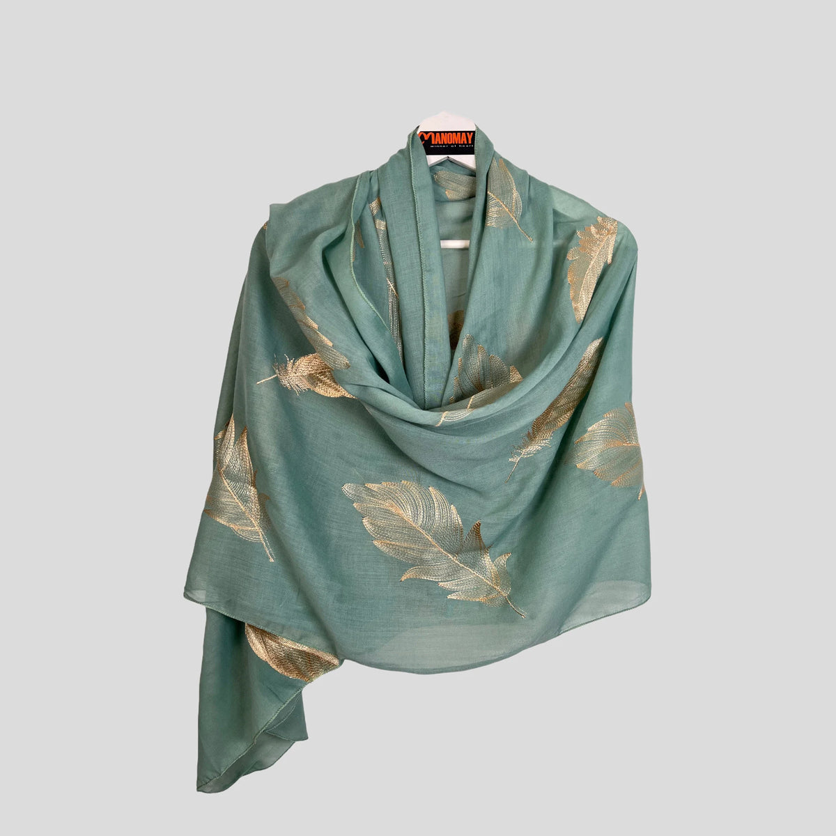Handmade Scarf  colour- Leaves print/ FEATHERS/Women Scarves / Gifts For Her / Accessories