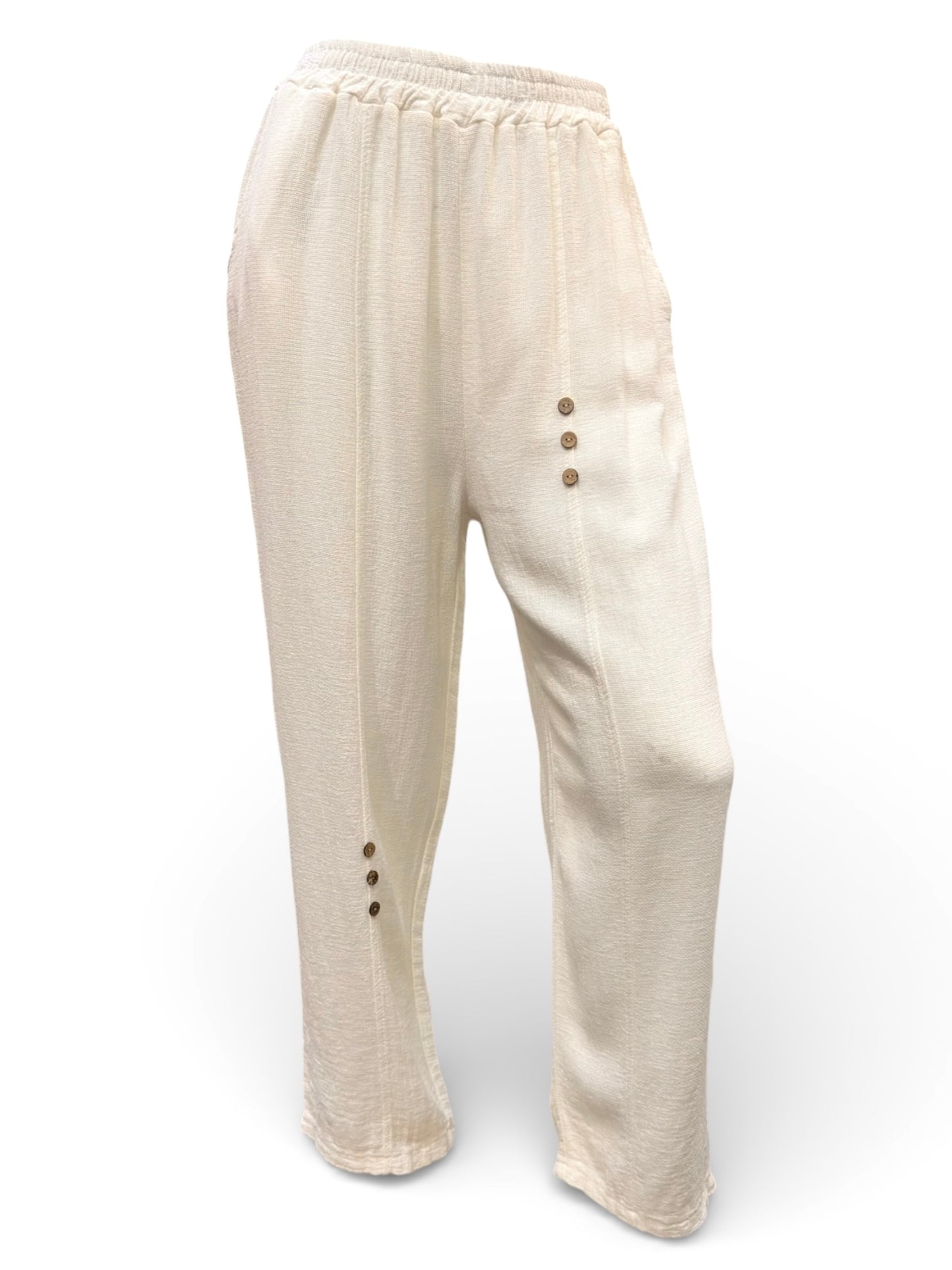 Relaxed Fit Boho Pants with Side Buttons