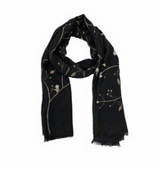 Embroidered Flower Print Scarf