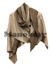 Handmade Natural Cashmere Scarf- DARK LIGHT Brown mixed pattern Stripes/ Perfect Gift  / Both for men and women