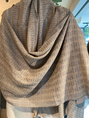 100% Superfine  2ply pure Cashmere Scarf - Block design Brown colour / for both / men/ women/loved by all age