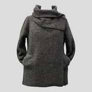 Winter Ladies Boiled felted wool mix 2 pockets/ cowl neck / lagenlook/duster jacket coat/ coatigan jacket -  Charcoal