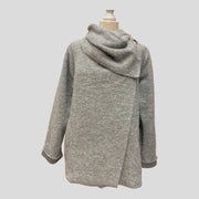 Winter Ladies Boiled felted wool mix 2 pockets/ cowl neck / lagenlook/duster jacket coat/ coatigan jacket -  GREY